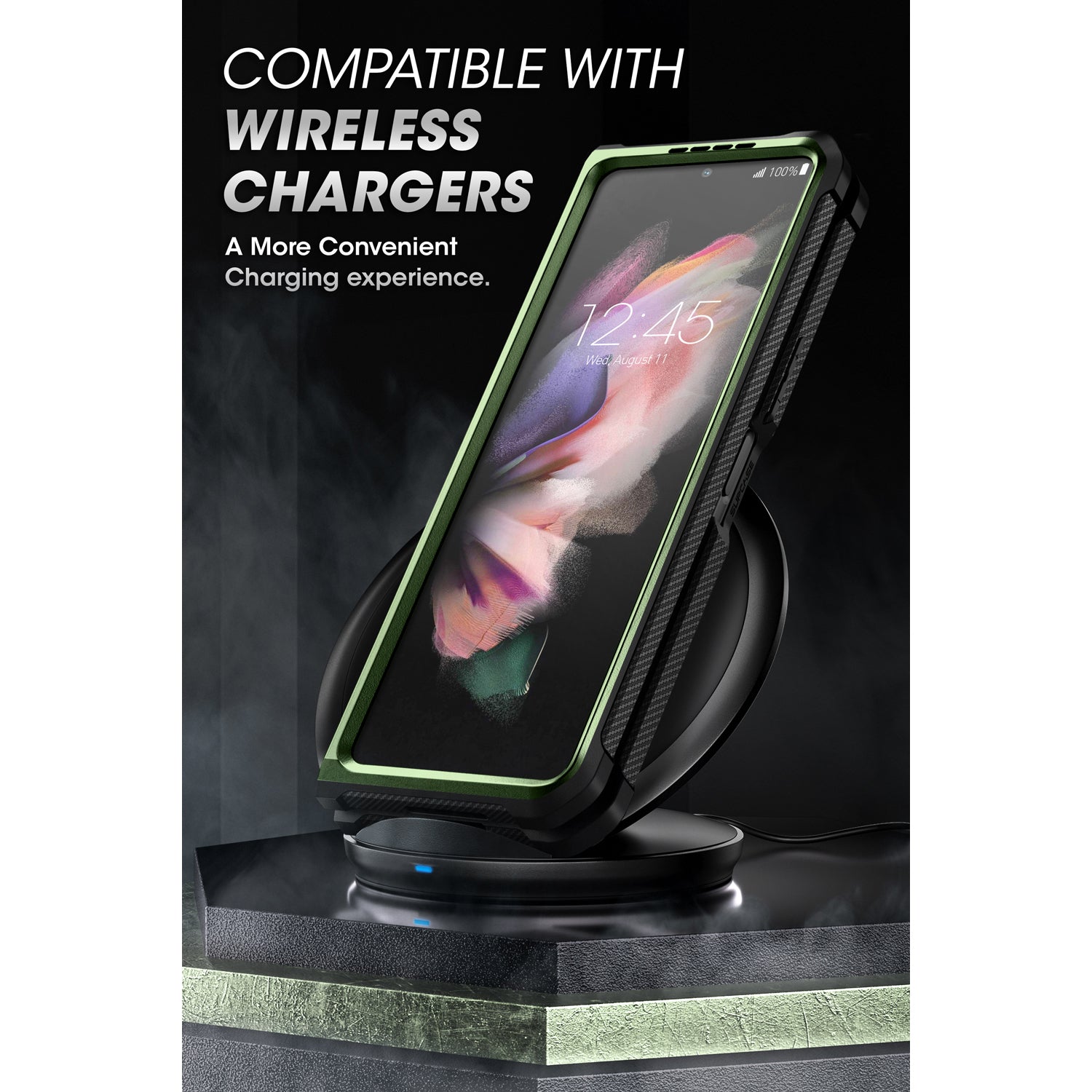 Samsung Galaxy Z Fold 3 Case with Built-in Kickstand & Screen Protector | Dark Green Protective Cover for Work, Travel & Everyday Use