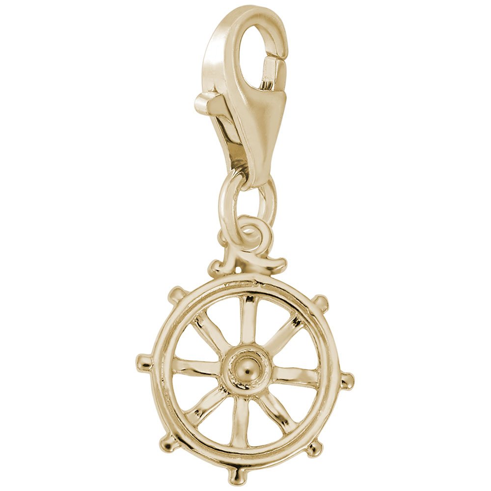 Stainless Steel Ships Wheel Charm with Lobster Claw Clasp - Nautical Jewelry Pendant for Bracelets & Necklaces - Perfect for Sailor Gifts, Beach-Themed Jewelry, and Ocean Lover Accessories