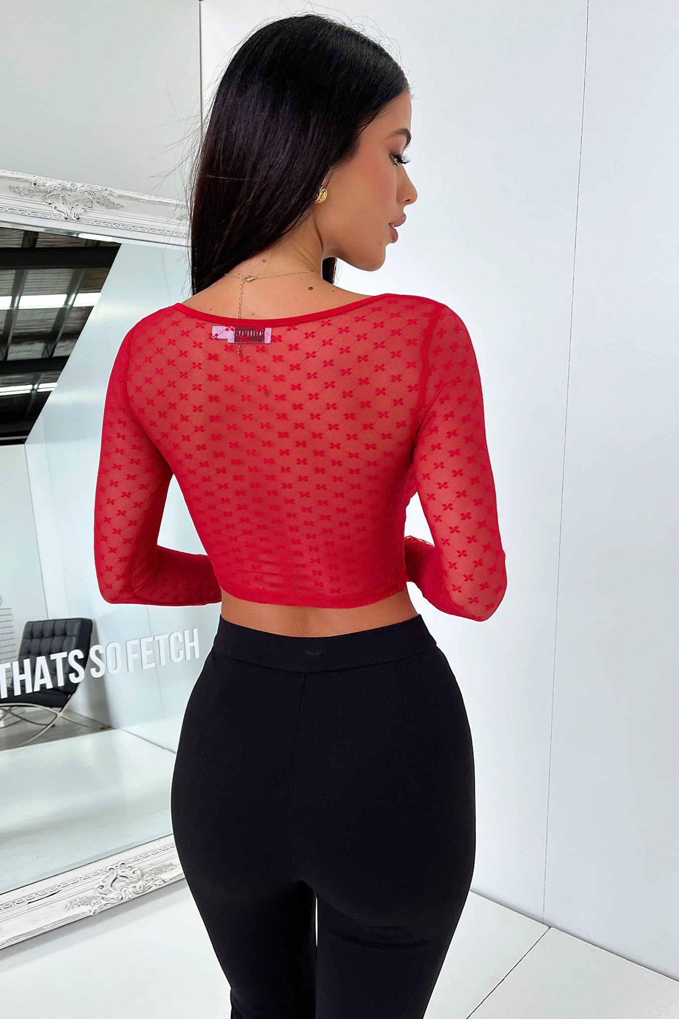 Kacey Women's Long Sleeve T-Shirt - Soft Cotton Comfort Fit Red Top for Casual Wear & Layering