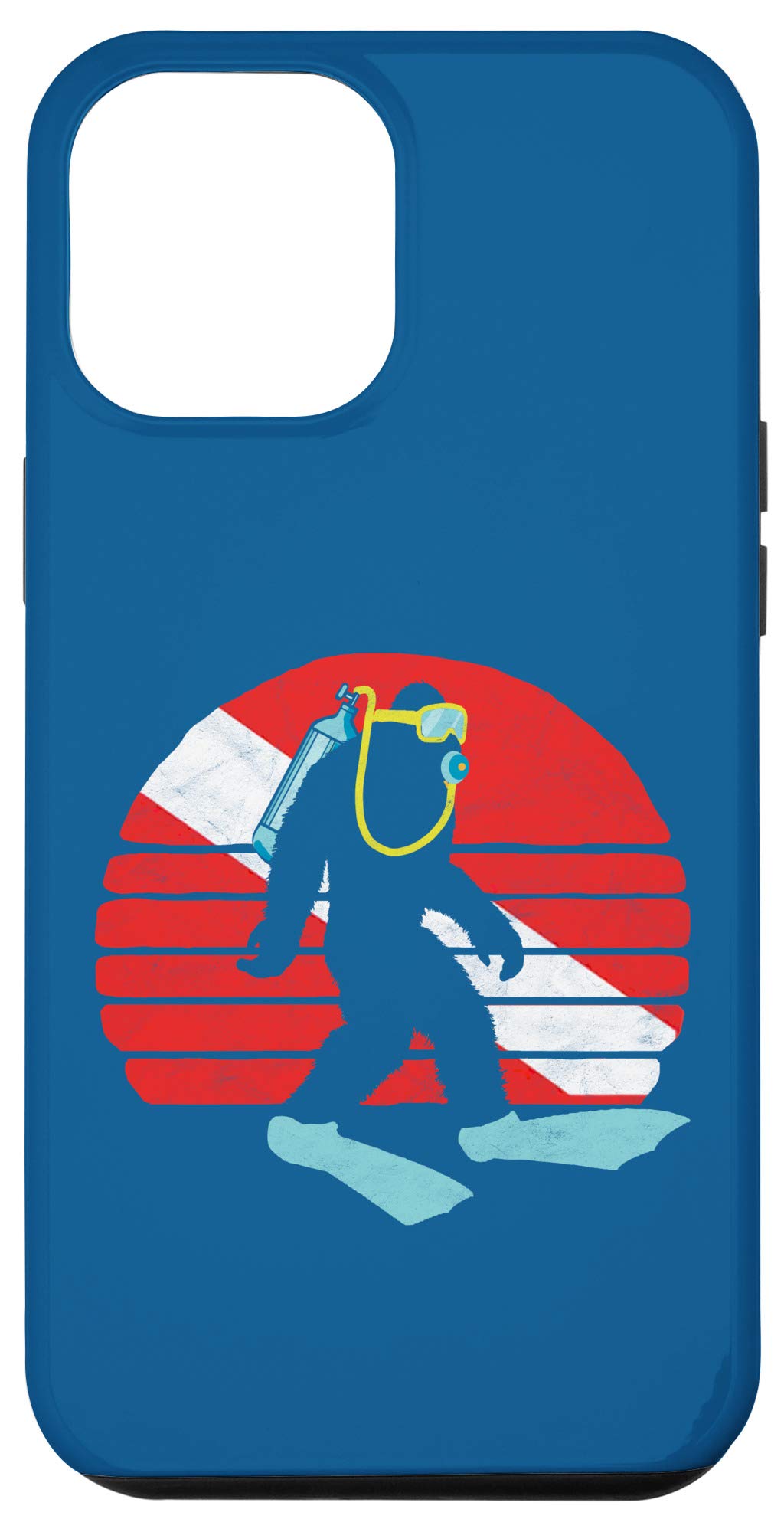 iPhone 12 Pro Max Case - Vintage Bigfoot SCUBA Diving Retro Design with Dive Flag Pattern | Perfect for Water Sports, Beach Vacations & Outdoor Adventures