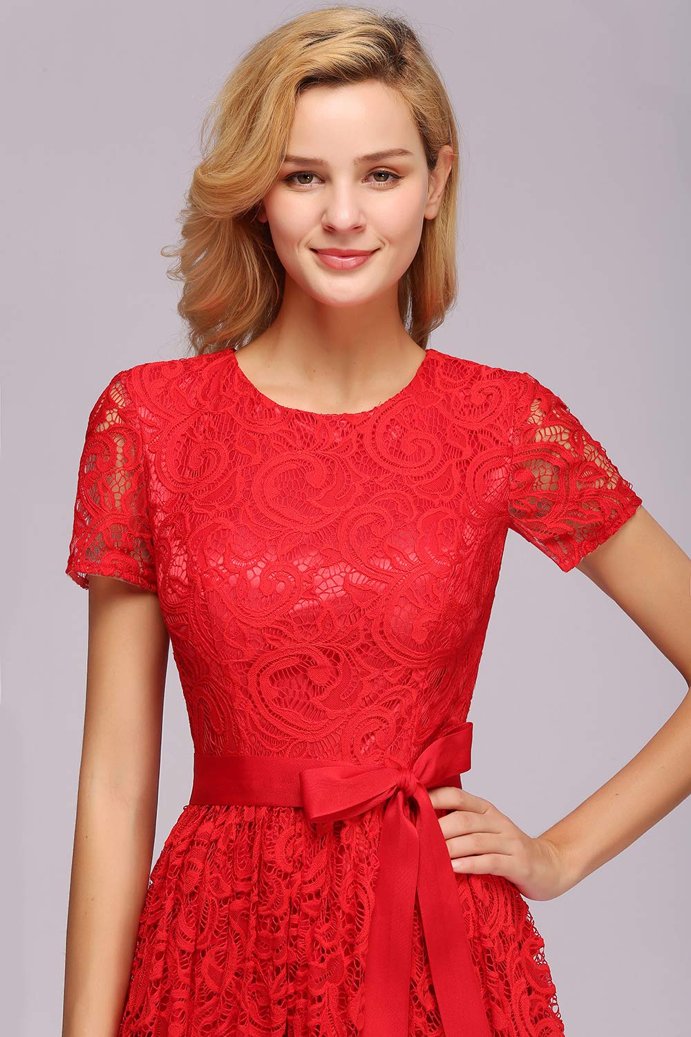 Elegant Floral A-Line Lace Cocktail Dress for Women | Wedding Guest, Party & Formal Occasion Wear | Plus Size Options Available