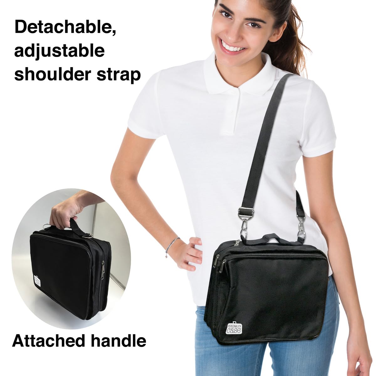 The Beadsmith Crafter’s Tote – 12 x 10 Inch Personality Case with Shoulder Strap & Removable Zippered Pockets – Perfect for Arts & Crafts Storage, Travel Organizer, Makeup Bag & Toiletries Case – Ideal for DIY Projects, Camping Trips & On-the-Go Organization