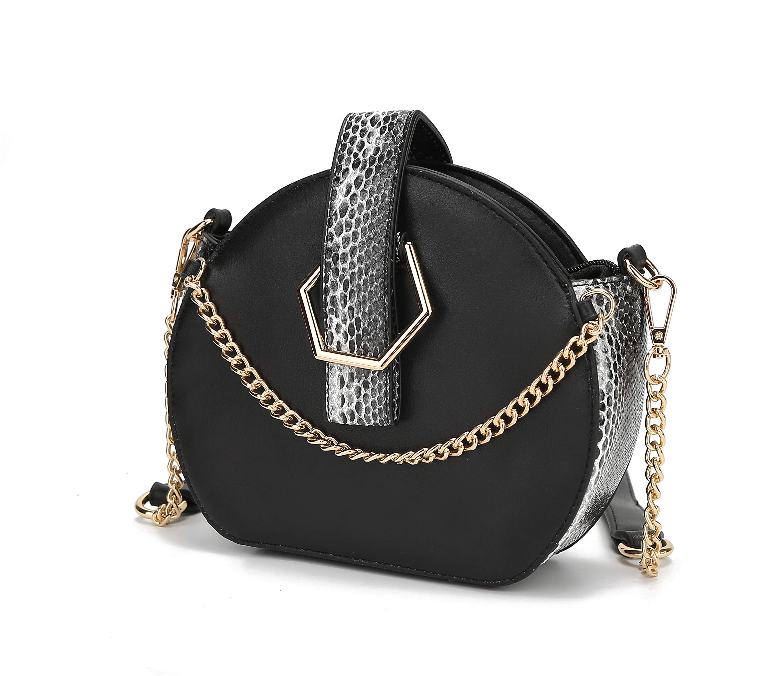 MKF Women's PU Leather Crossbody Bag - Small Round Messenger Purse for Daily Use