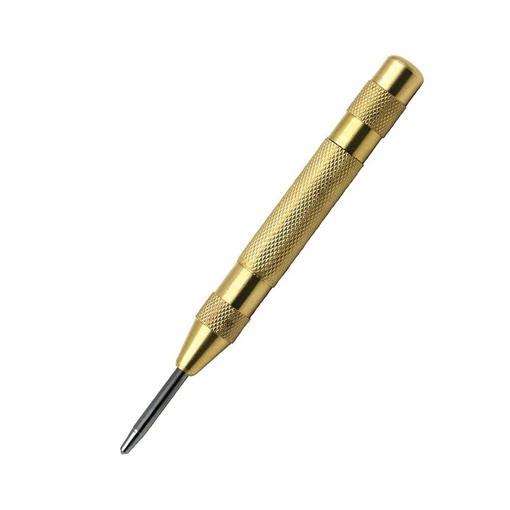 Spring Loaded Automatic Center Punch Tool - Gold Marking Dent Starter for Woodworking & Metal Drilling | Perfect for DIY Projects, Carpentry & Precision Hole Starting