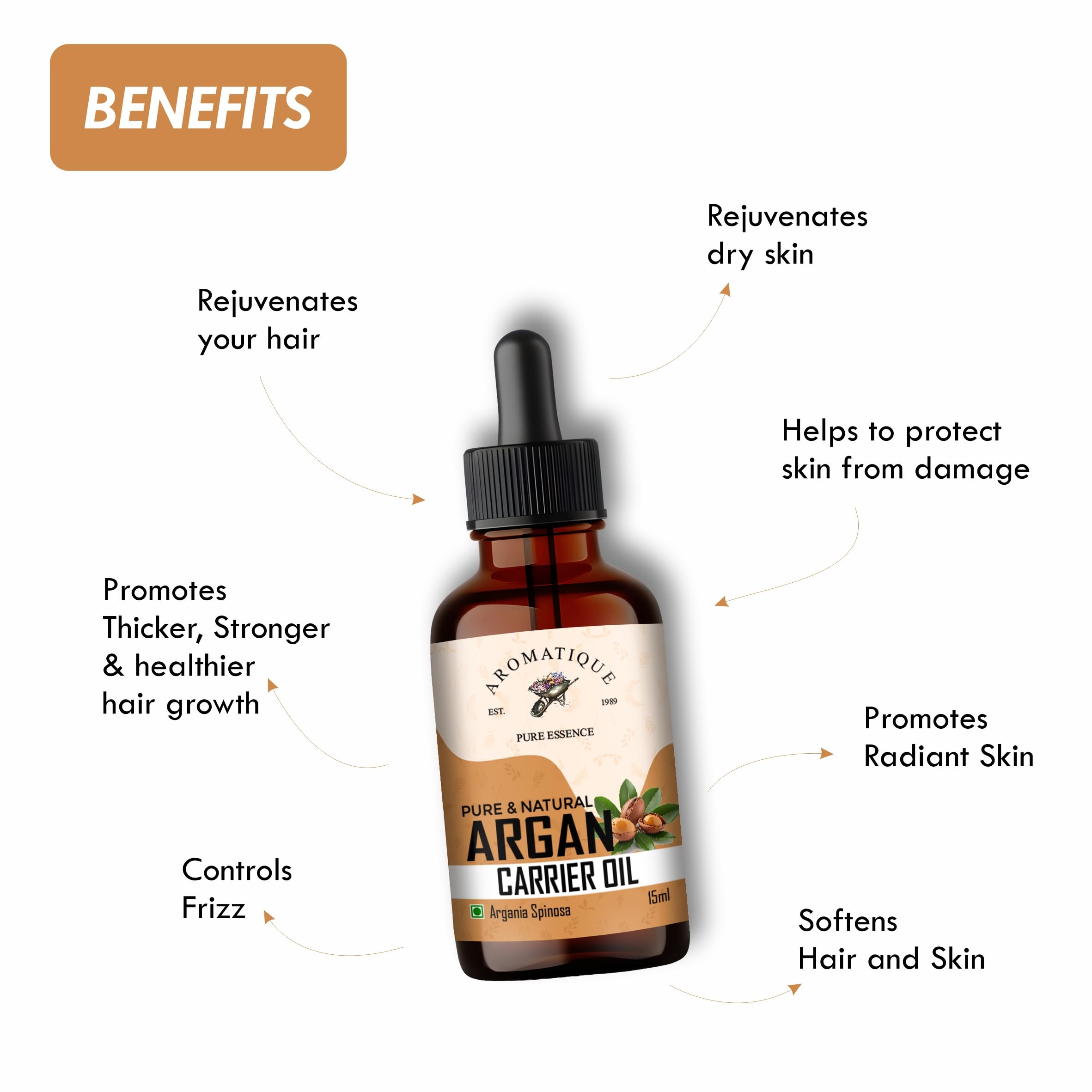 Pure Moroccan Argan Oil for Hair Growth & Skin Care - Anti-Frizz Treatment, Daily Nourishment for Stronger Hair | SLS & Paraben Free, 15ml | Perfect for Dry Hair Repair & Scalp Hydration