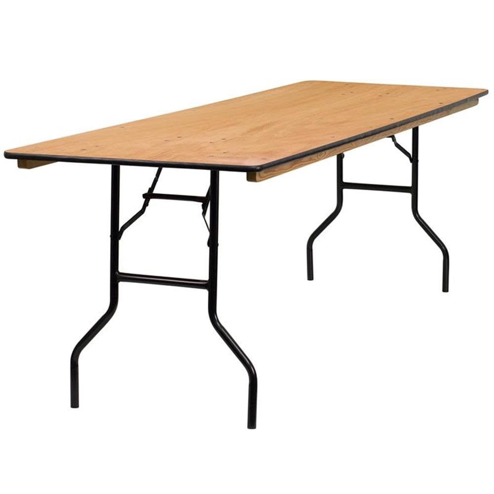 Flash Furniture Gael 8-Foot Rectangular Wood Folding Banquet Table with Clear Coated Finish - Perfect for Events, Parties, and Catering Services
