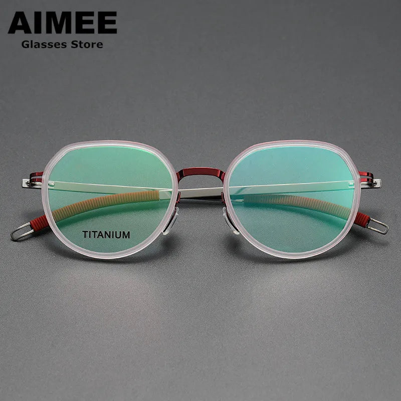 Aimee Unisex Full Rim Flat Top Oval Titanium Acetate Eyeglasses 60219 - Lightweight Durable Frame for Men & Women - Perfect for Reading, Work, and Everyday Use