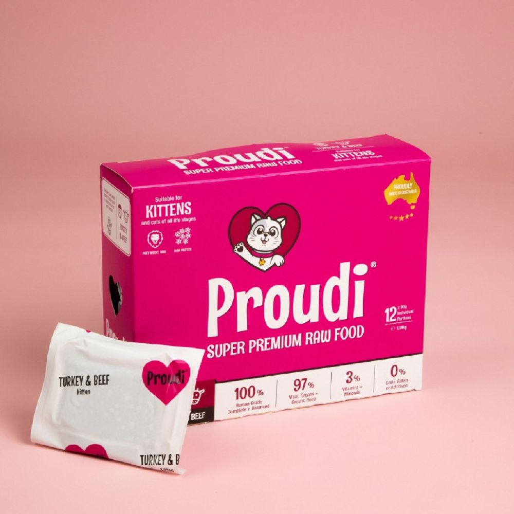 Premium Frozen Turkey & Beef Raw Cat Food for Kittens - Grain-Free, High-Protein Natural Diet - Perfect for Indoor & Outdoor Cats