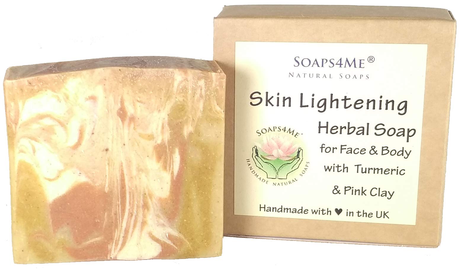 SOAPS4ME Natural Herbal Skin Lightening Soap for Face & Body - Turmeric, Cucumber, Chamomile, French Pink Clay & Shea Butter | Handmade Brightening Cleanser for Dark Spots, Hyperpigmentation | Perfect for Daily Skincare & Spa Treatments