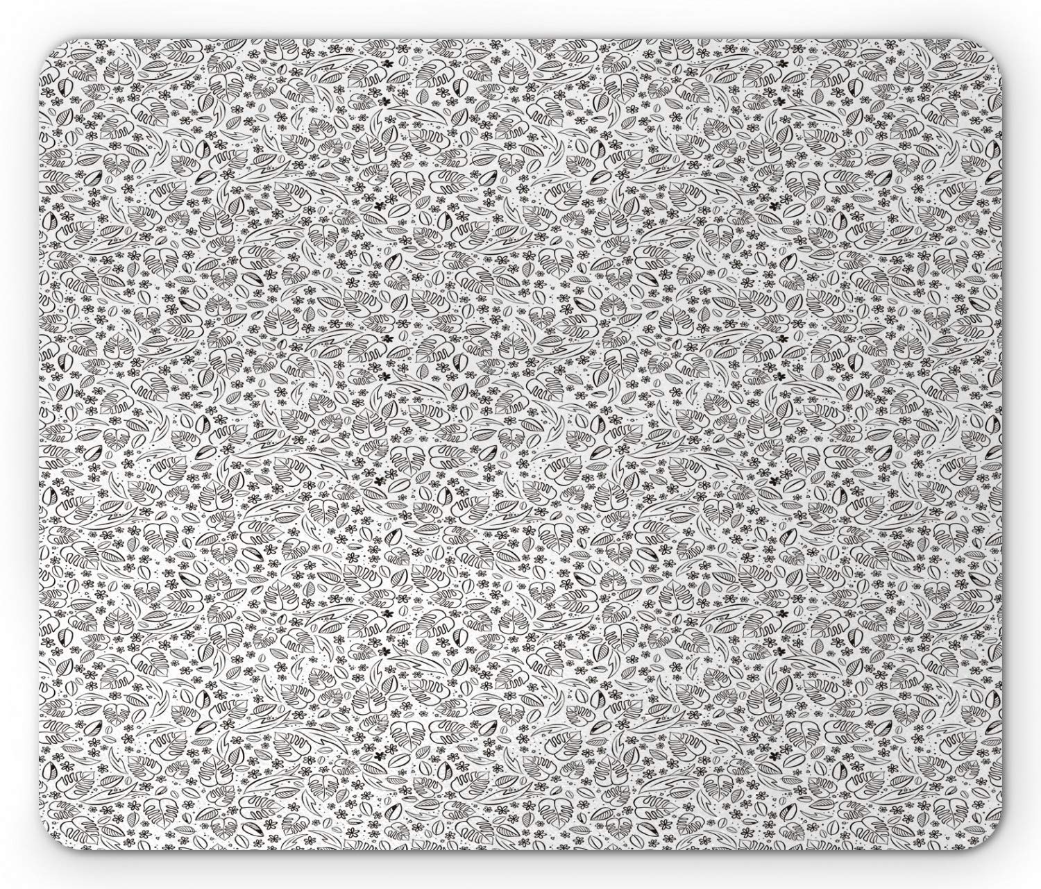 Ambesonne Floral Mouse Pad - Monochrome Leaves & Flowers Spring Daisy Meadow Design, Non-Slip Rubber Base, Standard Size (Charcoal Grey & White) - Perfect for Office, Gaming & Home Computer Setup
