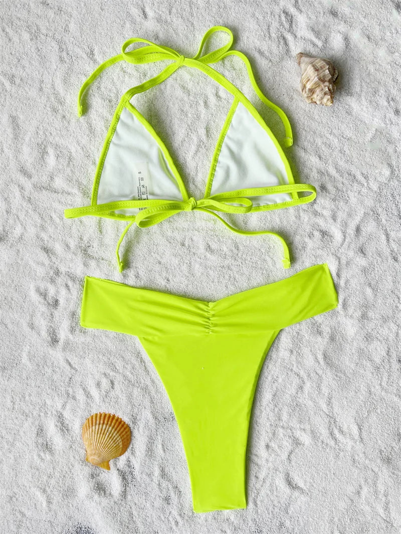 2025 Backless Halter Bikini Set with Metal Rings - Brazilian Two-Piece Swimwear for Women | Beach Vacation, Pool Party, Summer Fashion