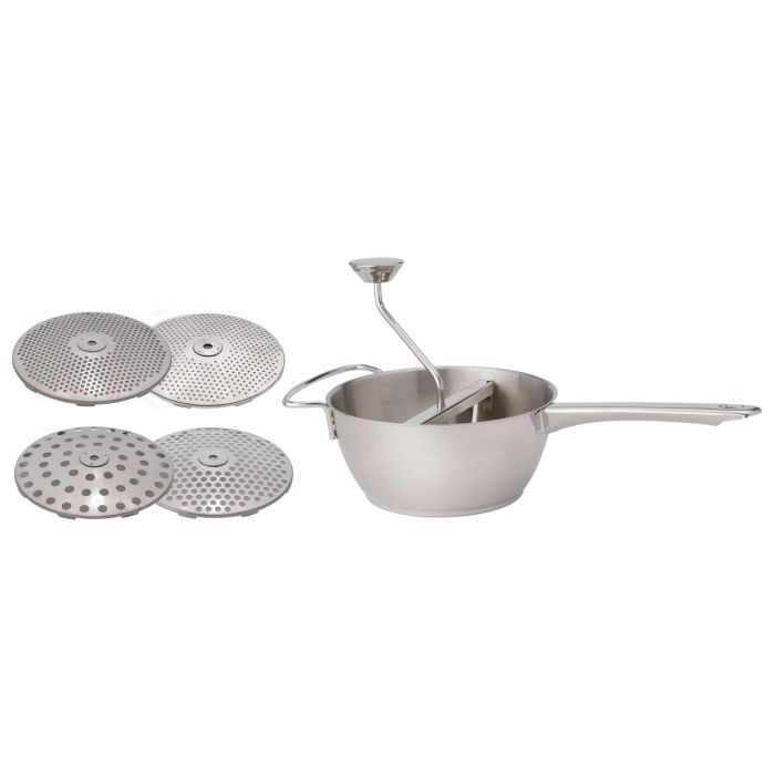 HIC Kitchen Food Mill with 4 Blades - 2 Quart Stainless Steel Strainer & Masher for Purees, Sauces, Baby Food - Perfect for Canning, Cooking & Meal Prep