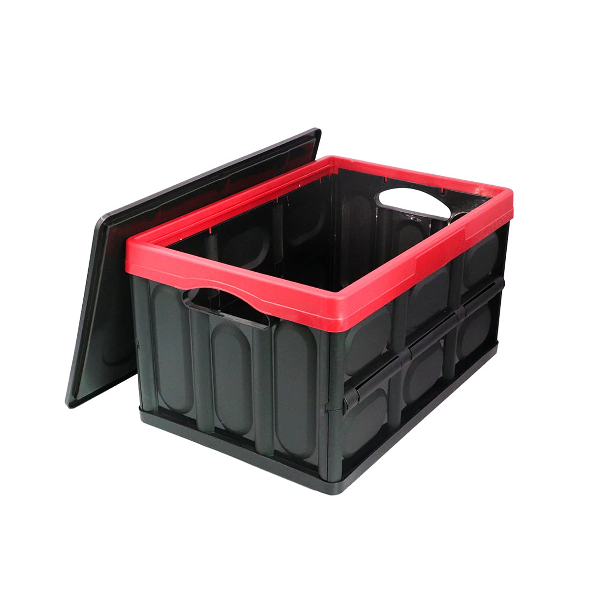 GUOZI 30L Collapsible Storage Bin with Lid - Durable Plastic Folding Storage Crate, Stackable Organizer Box for Home, Office & Nursery - Perfect for Toys, Books, Clothes, Photos & Wardrobe Organization