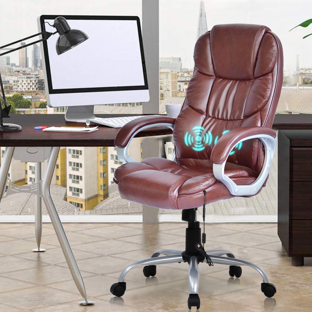 Ergonomic Office Chair - High Back Executive Desk Chair with Adjustable Lumbar Support, Headrest & Massage - Swivel Rolling Task Chair for Home & Office Use - Perfect for Adults, Women & Men Working Long Hours