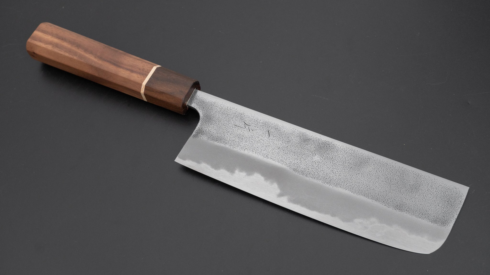 Hitohira YG Nashiji White #2 Nakiri Knife 165mm - Japanese Chef Knife with Walnut Handle & Ziricote Ferrule - Perfect for Slicing Vegetables, Herbs & Sushi Prep