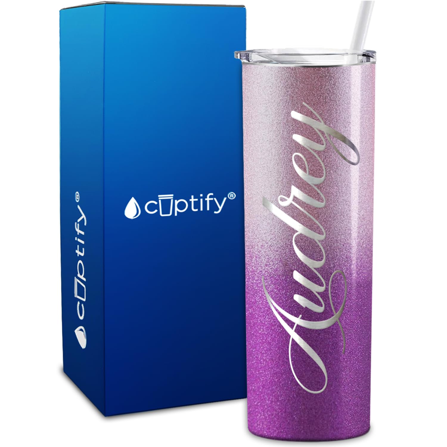 Customized 20 oz Skinny Stainless Steel Vacuum Insulated Tumbler with Lid - Personalized Laser Engraved Lavender Twilight Design - Perfect Gift for Coffee, Tea & Cold Drinks at Home, Office or Travel