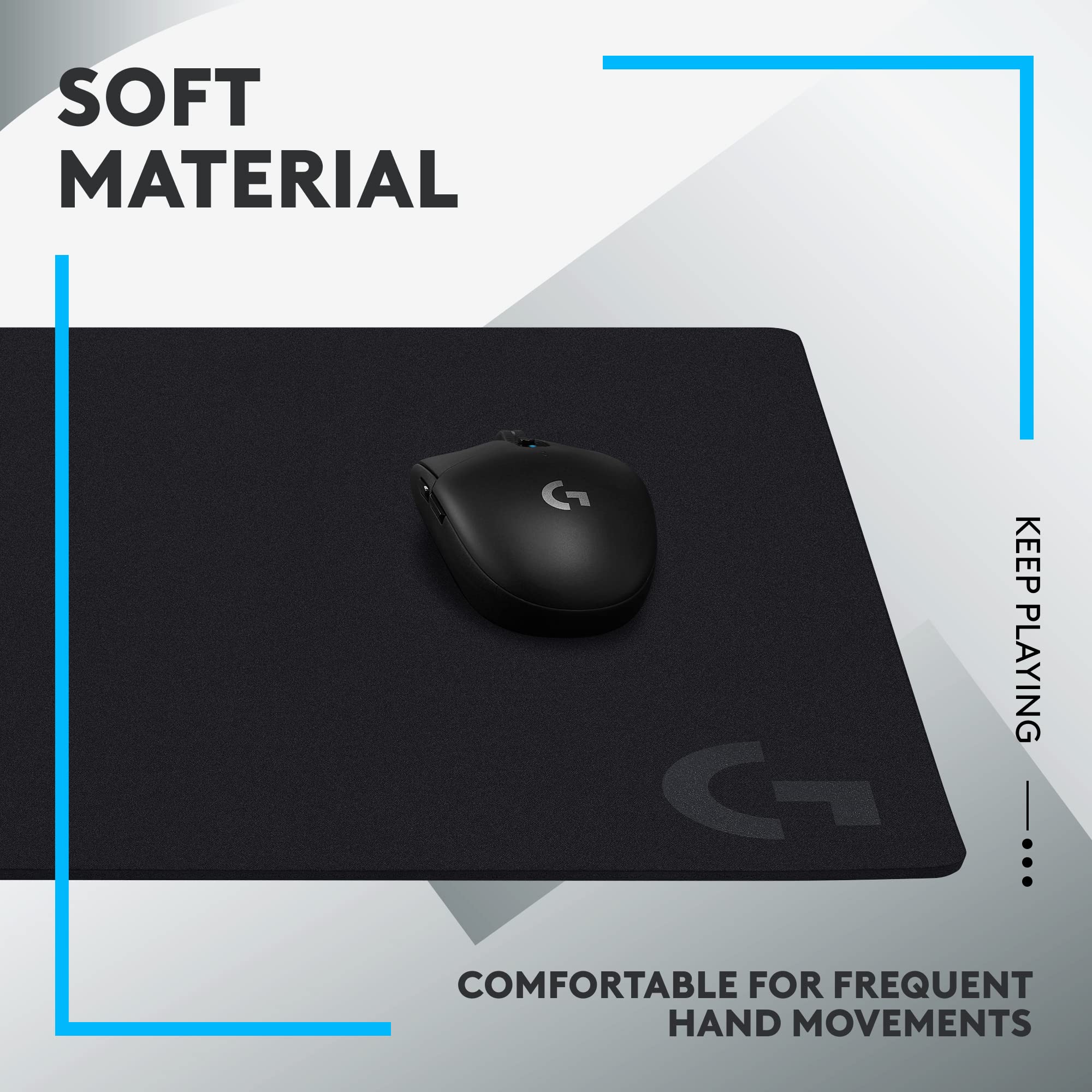 Logitech G640 Large Cloth Gaming Mouse Pad - Optimized for Gaming Sensors, Smooth Control with Moderate Friction, Non-Slip Rubber Base - Black | Perfect for PC, Laptop & Esports Gaming Setup