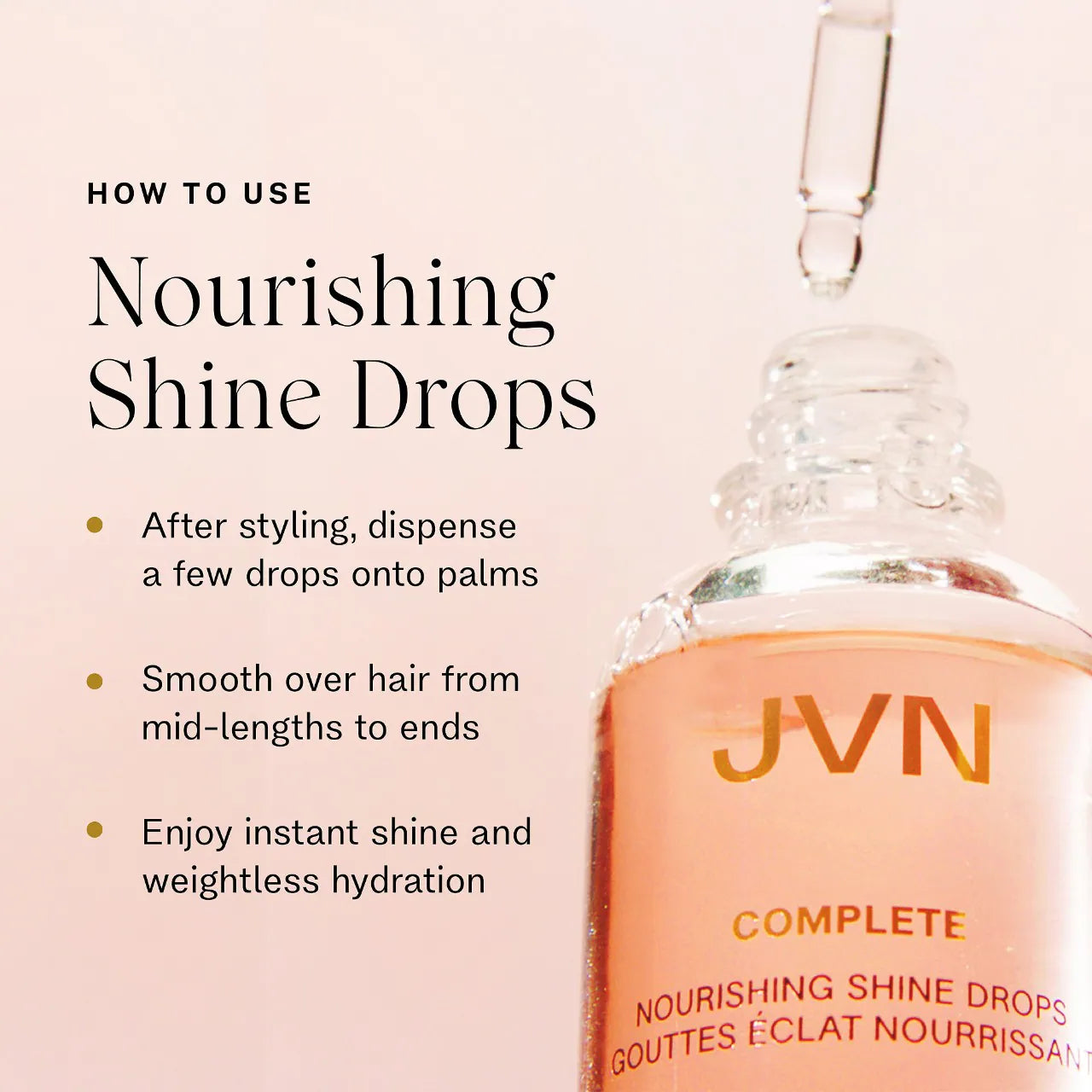 JVN Complete Nourishing Hair Oil Shine Drops 50ml - Hydrating & Smoothing Hair Treatment for Frizz Control & Shine - Perfect for Dry, Damaged Hair & Daily Styling