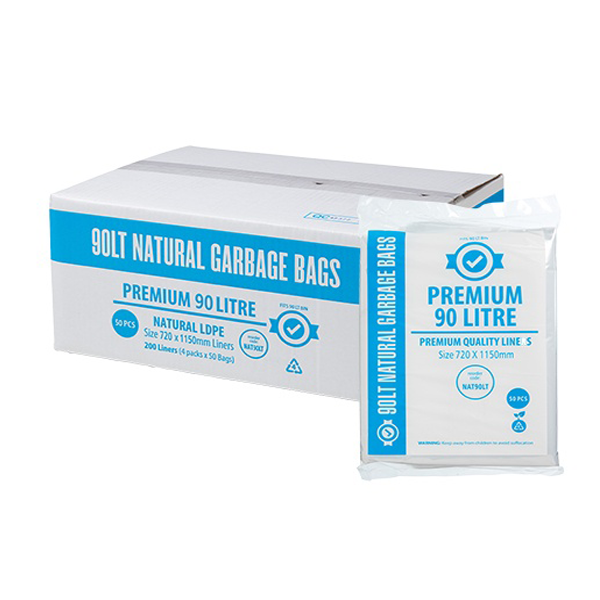 Premium Clear 90Lt Trash Bags - Heavy Duty Garbage Liners for Kitchen, Office & Outdoor Use - Leak Proof & Odor Control