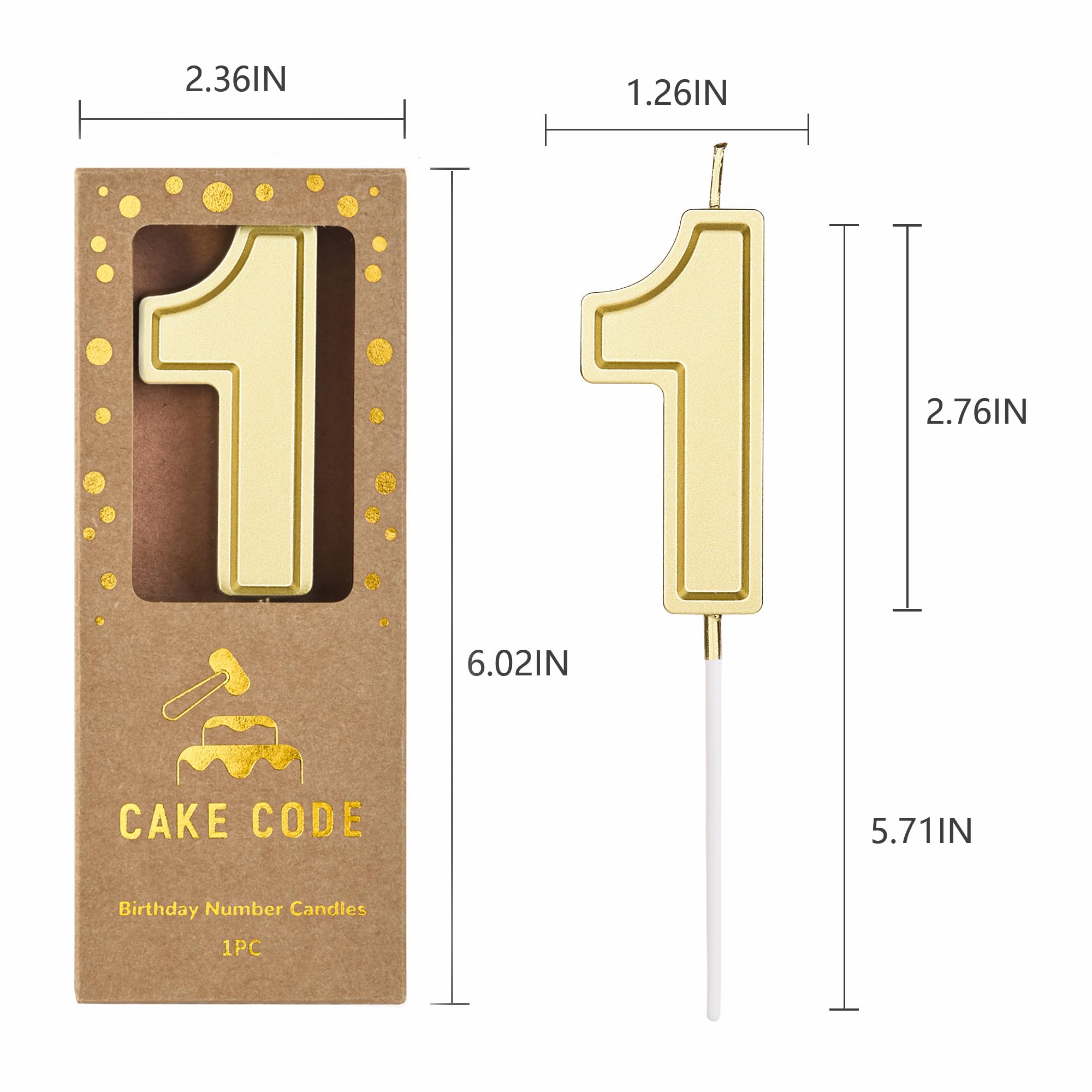 2.76 Inch Gold Number 1 Birthday Candle - Roma Style Cake Candles for Birthday Party Decorations & Celebrations | Perfect for Cakes, Cupcakes, and Dessert Tables