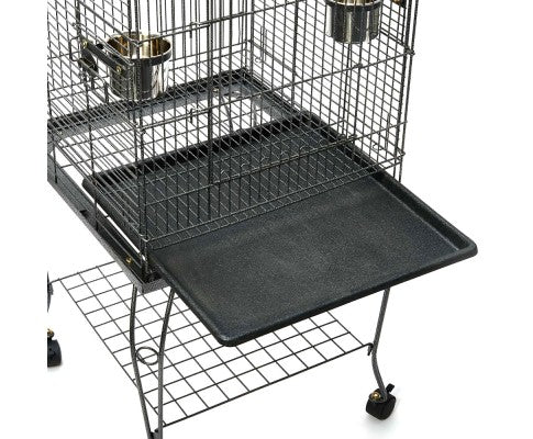 Large 145cm Stainless Steel Bird Cage with Feeders - Spacious Home for Parrots, Cockatiels & Small Birds - Perfect for Indoor & Outdoor Aviary Use