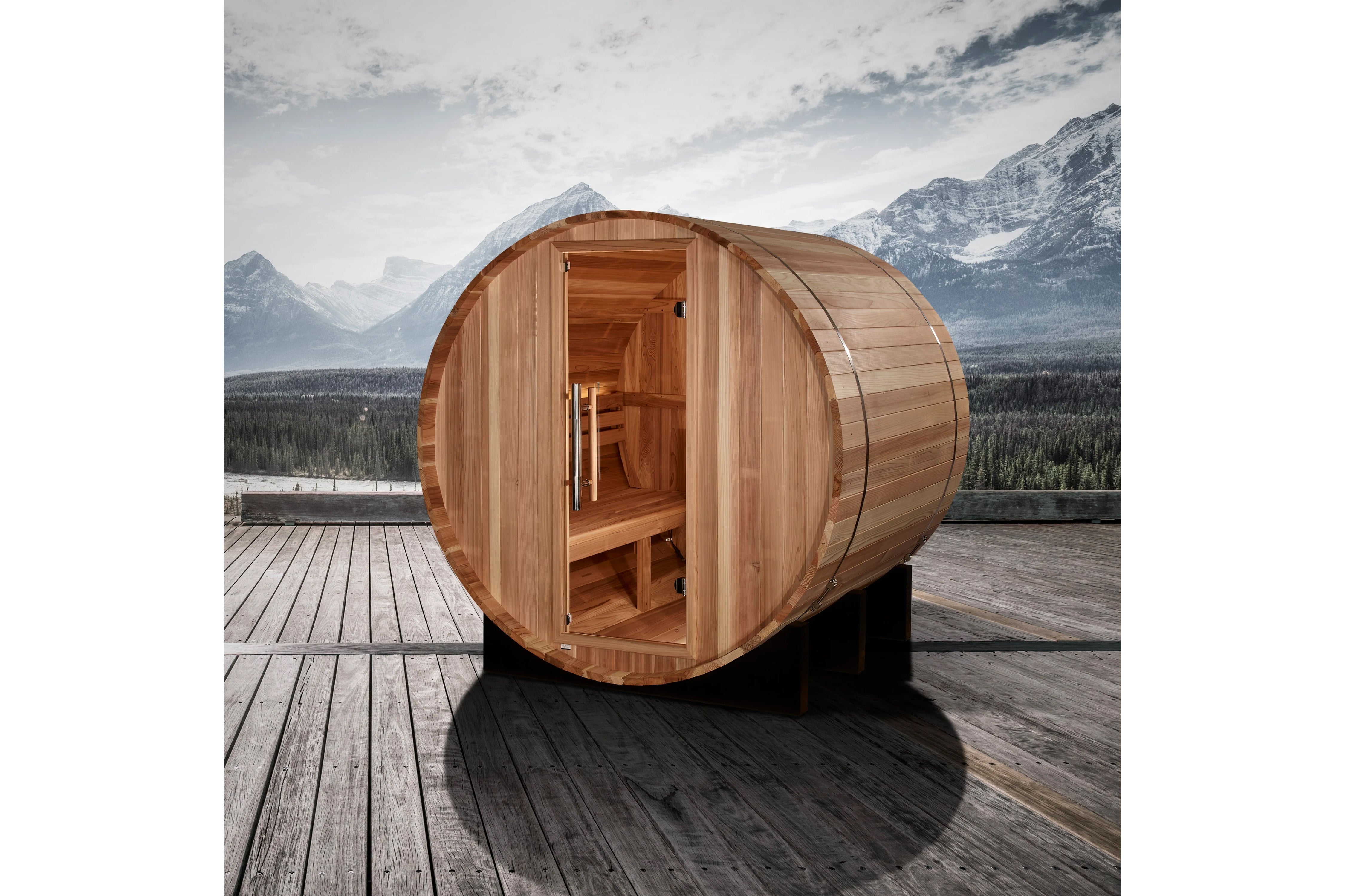 Golden Designs St. Moritz 2-Person Traditional Barrel Sauna - Outdoor Wooden Home Spa for Relaxation & Detox - Perfect for Backyards, Patios & Wellness Retreats