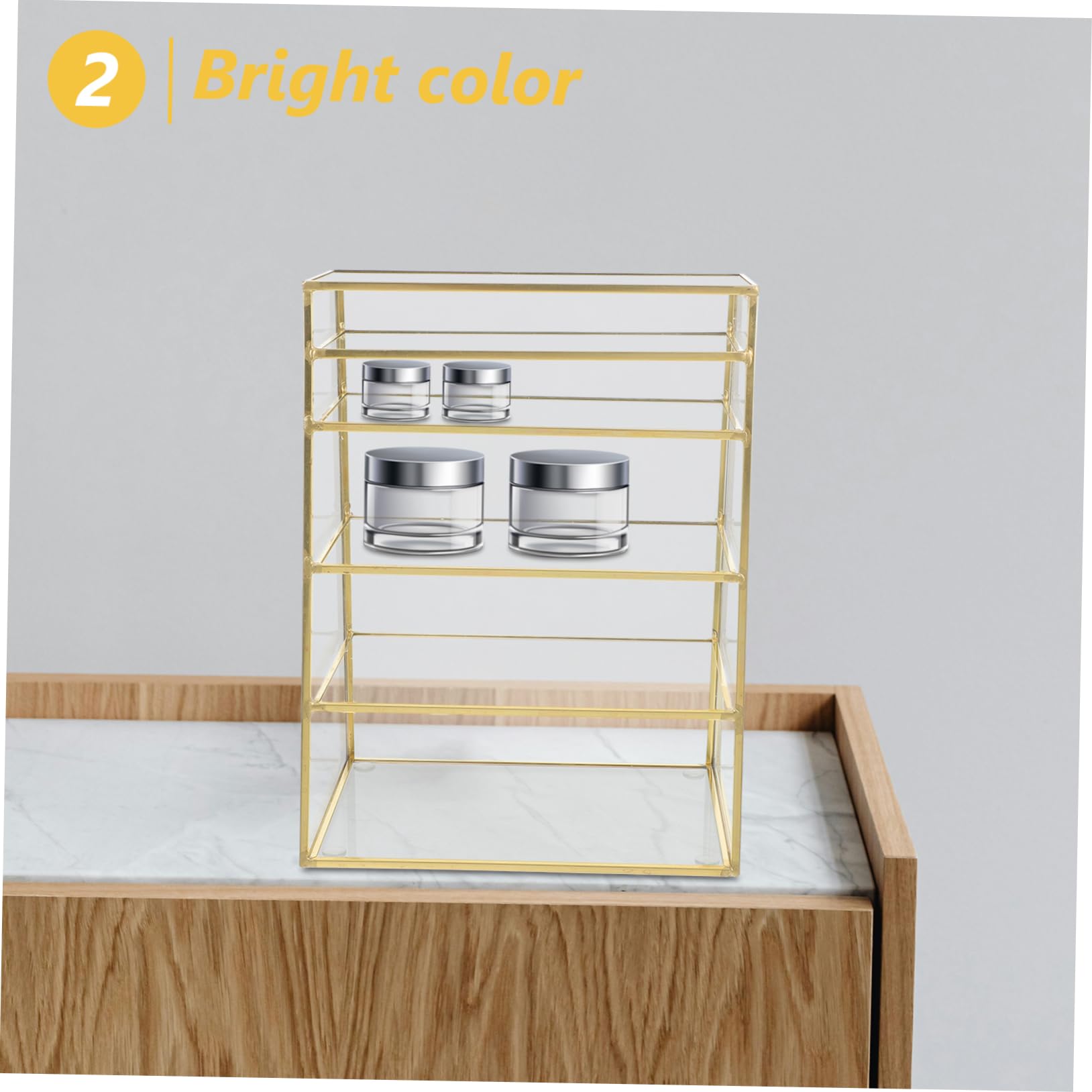 5-Tier Mirrored Makeup Organizer with Glass Shelves - Lipstick & Cosmetic Storage Box, Vanity Tower for Powder, Brushes & Beauty Products | Perfect for Bathroom Counter, Dressing Table & Bedroom Decor