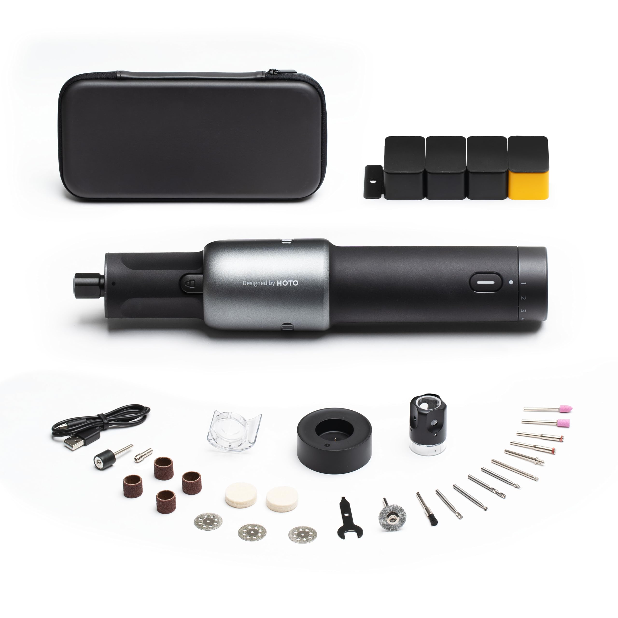 HOTO 4V Cordless Rotary Tool Kit - 5-Speed 25000 RPM with 35 Accessories & LED Light for Engraving, Polishing, Sanding, Drilling - Perfect for DIY Crafts, Woodworking, Jewelry Making & Home Repairs