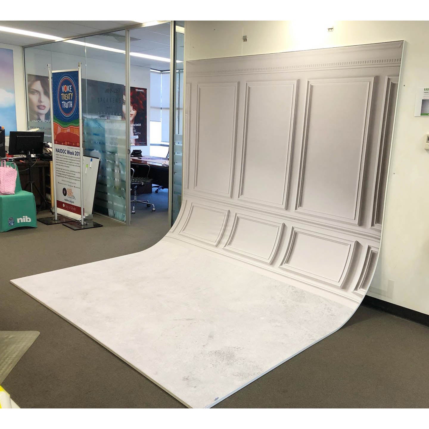 Easiframe Curved Cyclorama System C54 Cement Floor Panelled Wall Fabric Skin - Standard Frame (Special Order) for Studio Backdrops & Photography Backgrounds