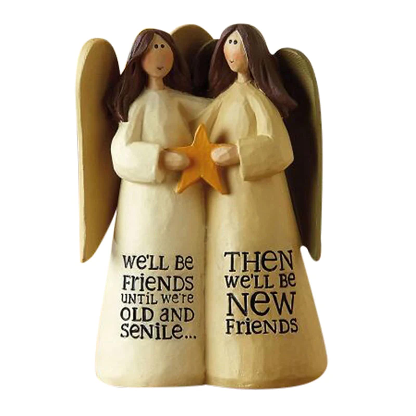 YMJR Hand Carved Angel of Friendship Resin Sculpture - Elegant Home Decor for Bouquet Arrangements, Gift Giving & Friendship Celebrations - Perfect for Living Room, Office & Wedding Decorations