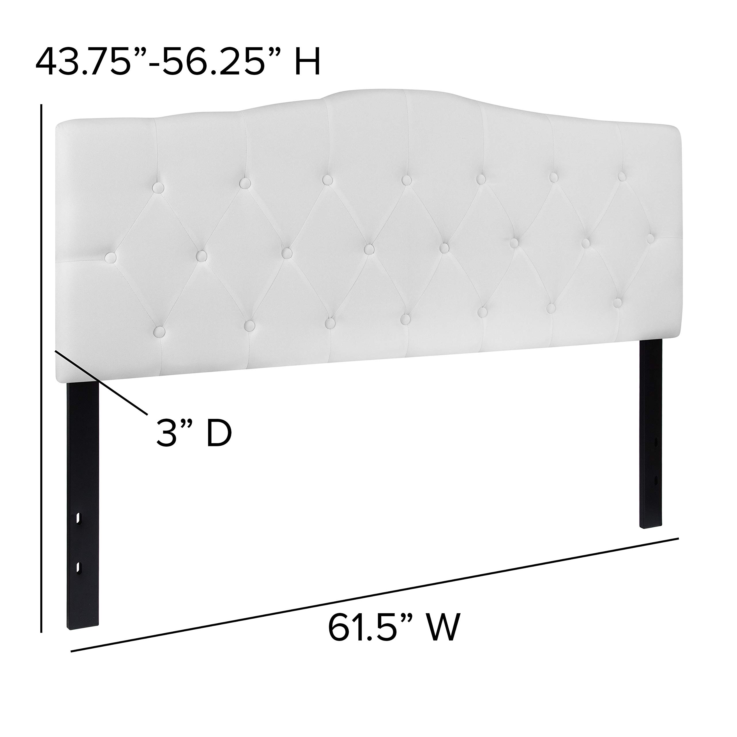 EMMA + OLIVER Tufted Upholstered Queen Size Headboard - White Fabric Bed Frame Headboard for Master Bedroom, Guest Room & Home Decor