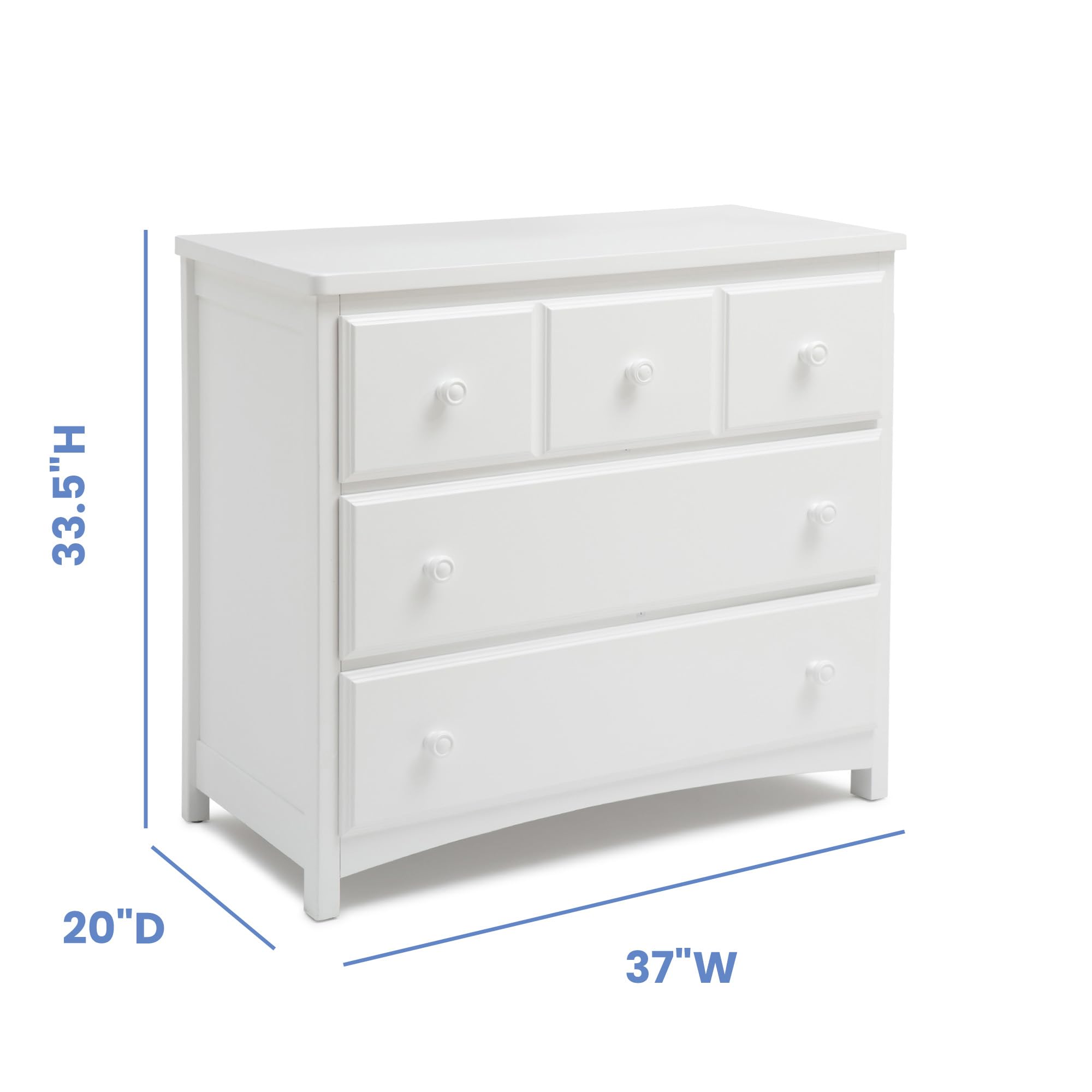 Delta Children 3-Drawer Dresser with Interlocking Drawers - Sturdy White Nursery Dresser for Baby Clothes & Storage | Perfect for Kids' Bedroom, Nursery Organization & Baby Essentials Storage