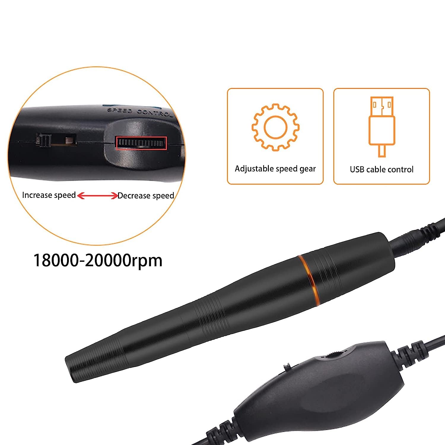 Portable Nail Drill Machine 18000 RPM for Home & Salon Use - Black