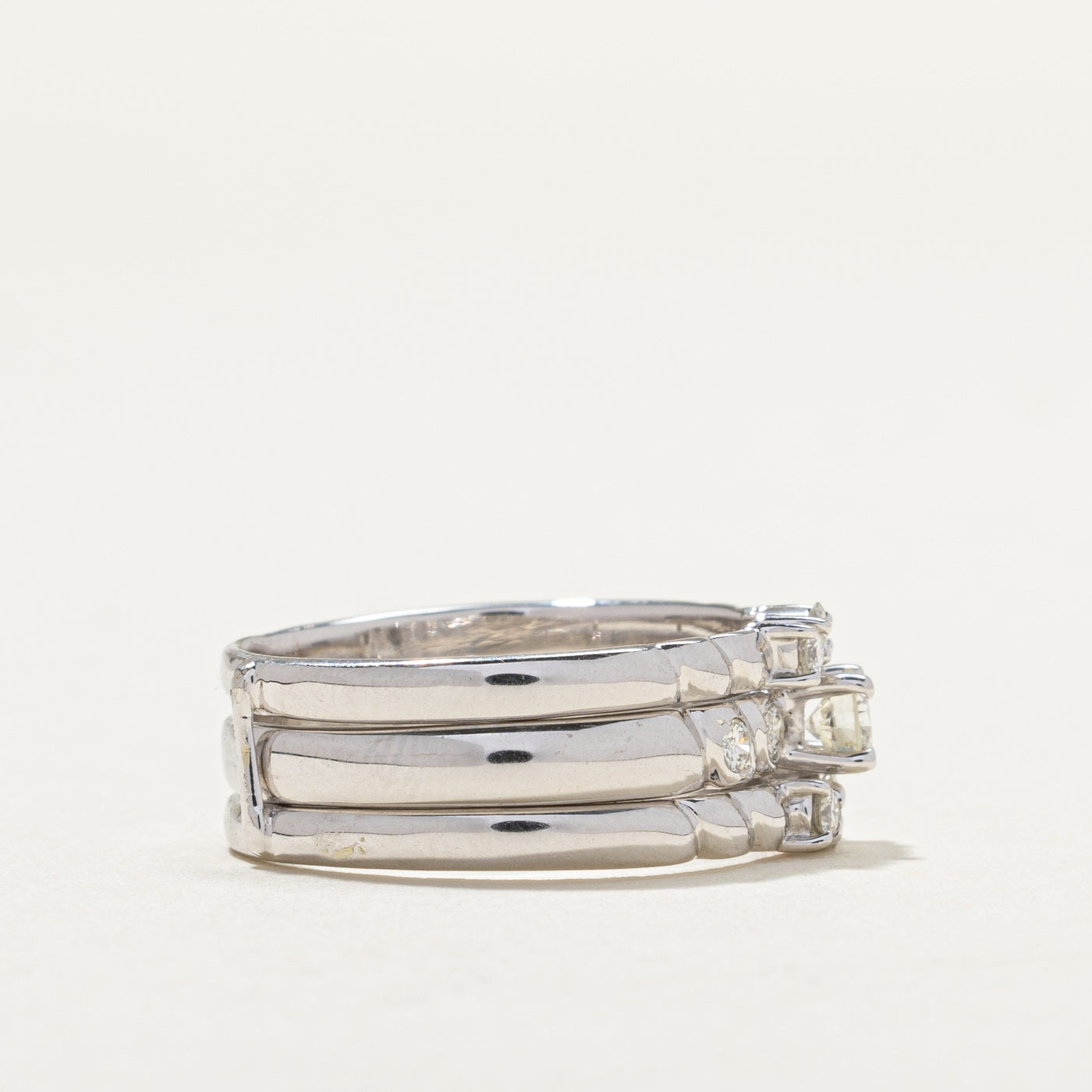 14K White Gold Diamond Wedding Ring Set - 0.17ct Center Stone & 0.20ctw Total Weight - Size 6.5 - Elegant Bridal Jewelry for Engagement, Proposal & Anniversary Gifts