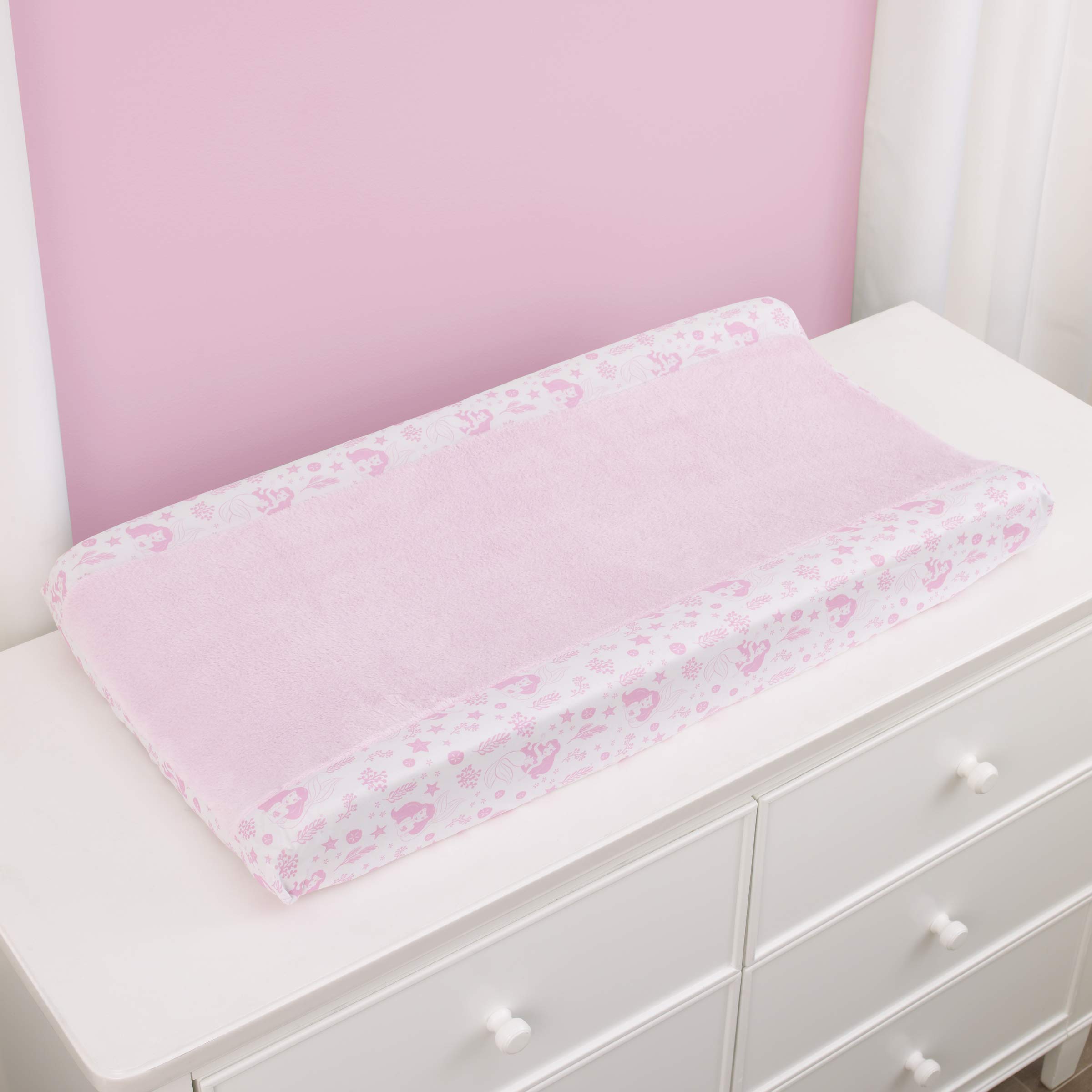 Disney The Little Mermaid Ariel 4-Piece Nursery Crib Bedding Set - Pink Aqua Coral Comforter, Fitted Sheet, Changing Pad Cover & Skirt | Baby Girl Room Decor | Perfect for Newborns & Toddlers | Nursery Theme Decorations