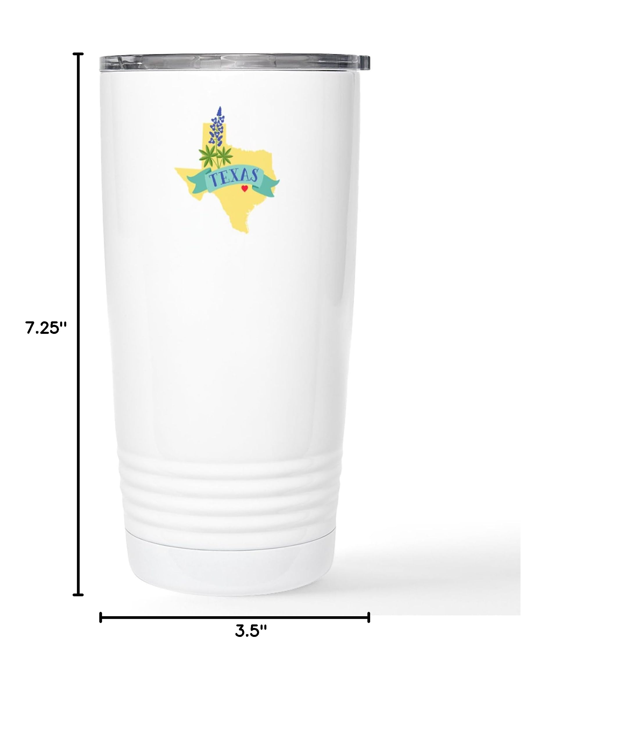Texas State Outline Bluebonnet Flower Travel Mug - 20 oz Insulated Stainless Steel Coffee Tumbler for Hot & Cold Drinks - Perfect for Commuting, Camping & Office Use