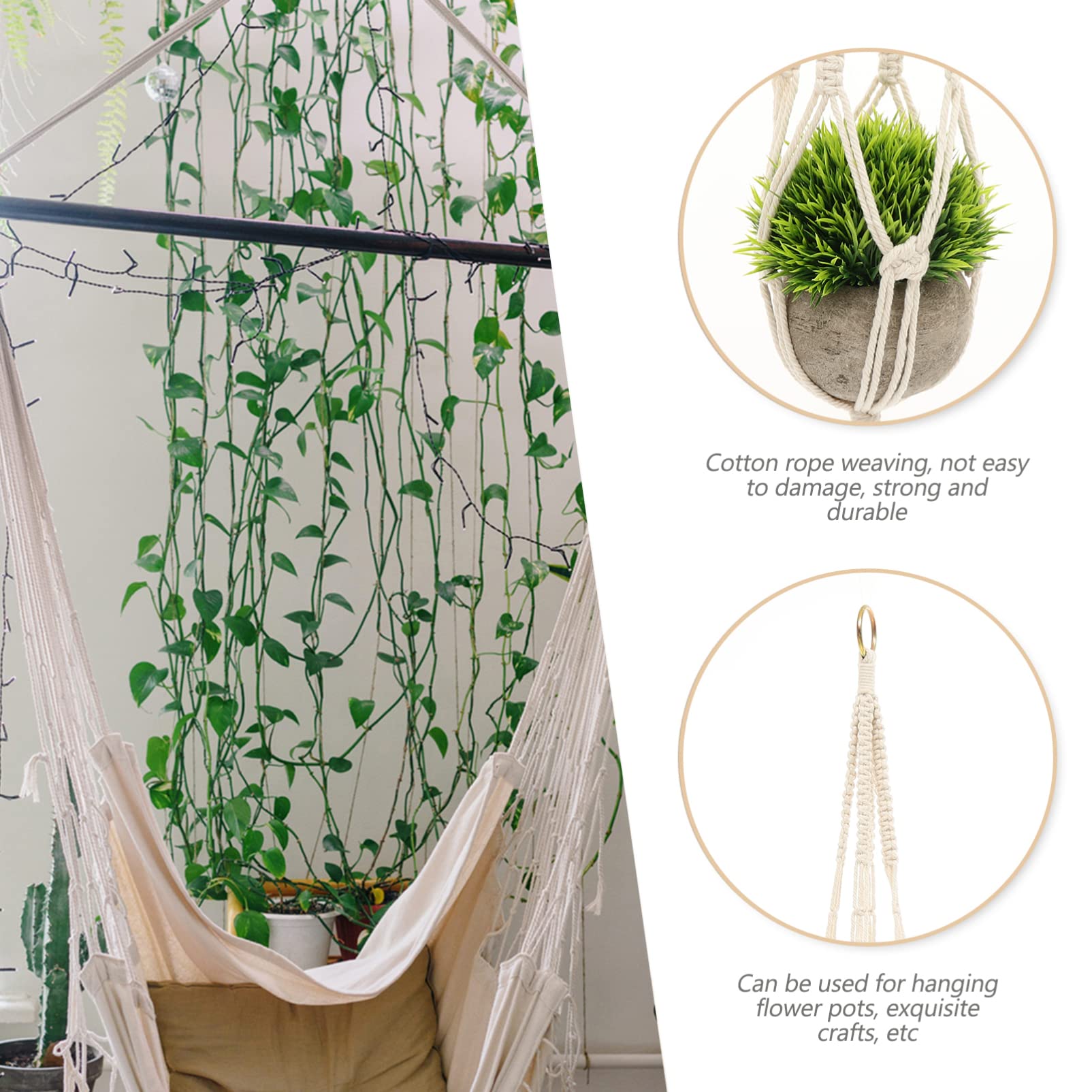 Handmade Macrame Plant Hangers - Bohemian Cotton Rope Hanging Planter for Indoor & Outdoor Decor - Flower Pot Holder for Living Room, Patio, Balcony & Garden Decorations