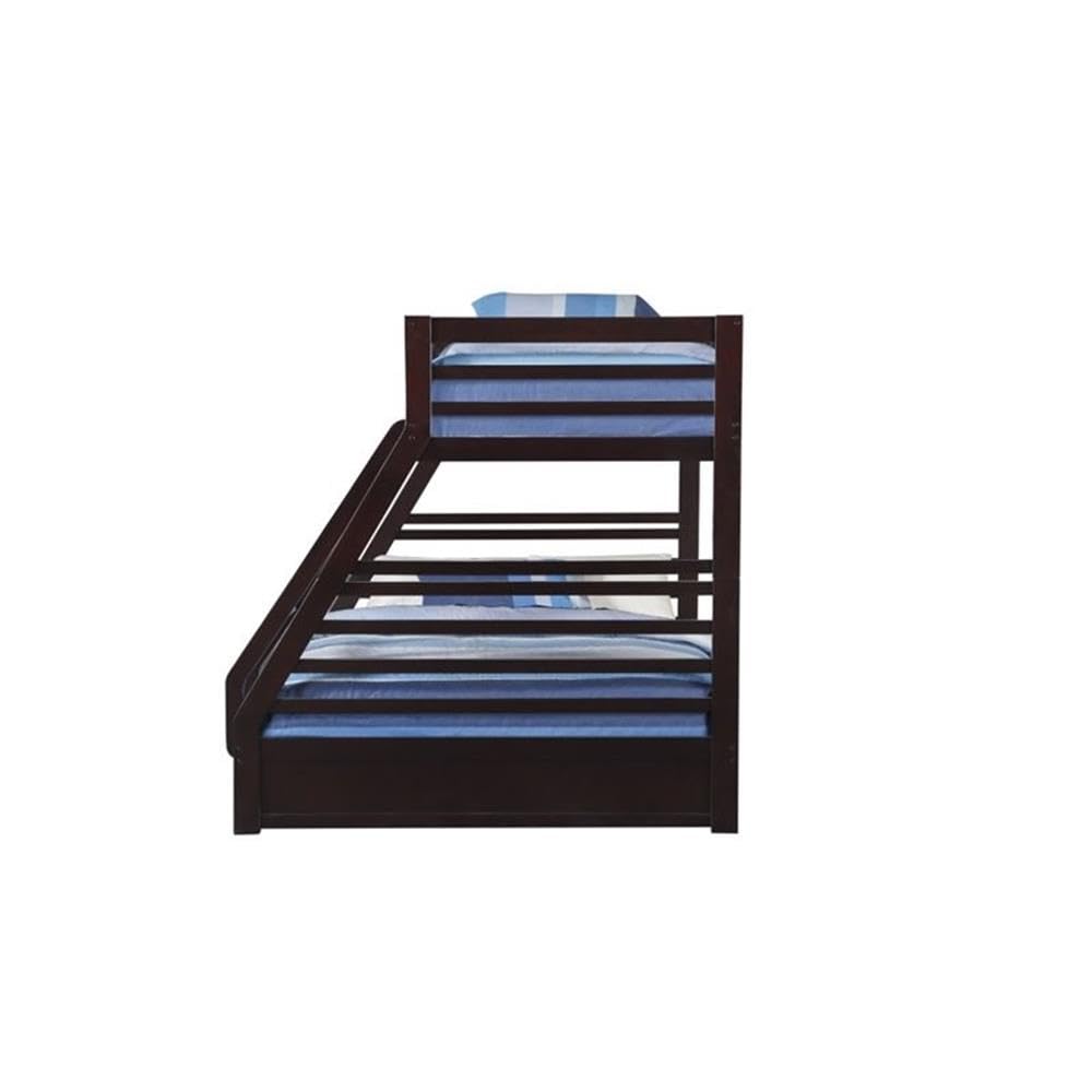 ACME XL Twin/Queen Bunk Bed with Storage Drawers - Espresso Wood Finish (AC-37425) | Space-Saving Kids & Teens Bedroom Furniture for Small Rooms & Shared Spaces