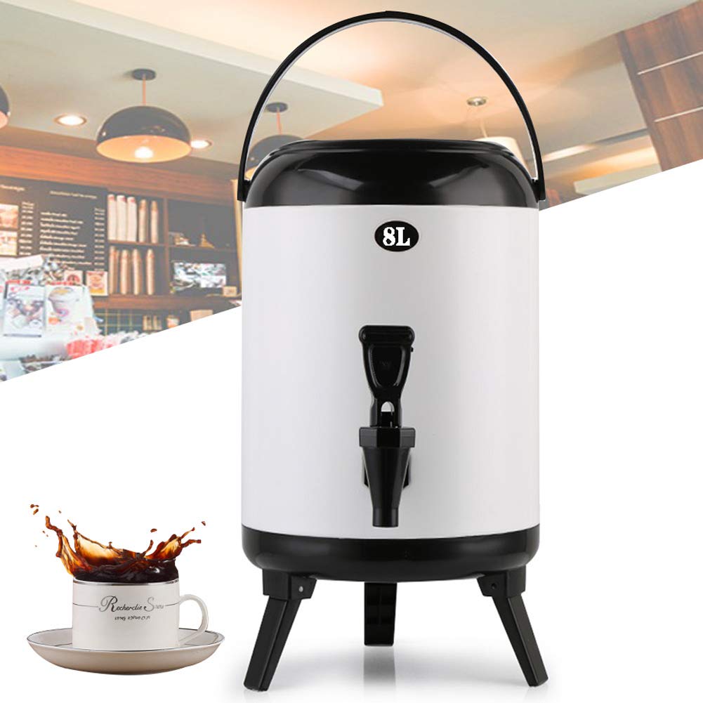 RSHJD Stainless Steel Insulated Beverage Dispenser - 6L/8L Portable Hot & Cold Drink Container for Office, Restaurant, Cafeteria, Milk Tea Shop - Perfect for Serving Juice, Iced Tea, Coffee, and Party Drinks