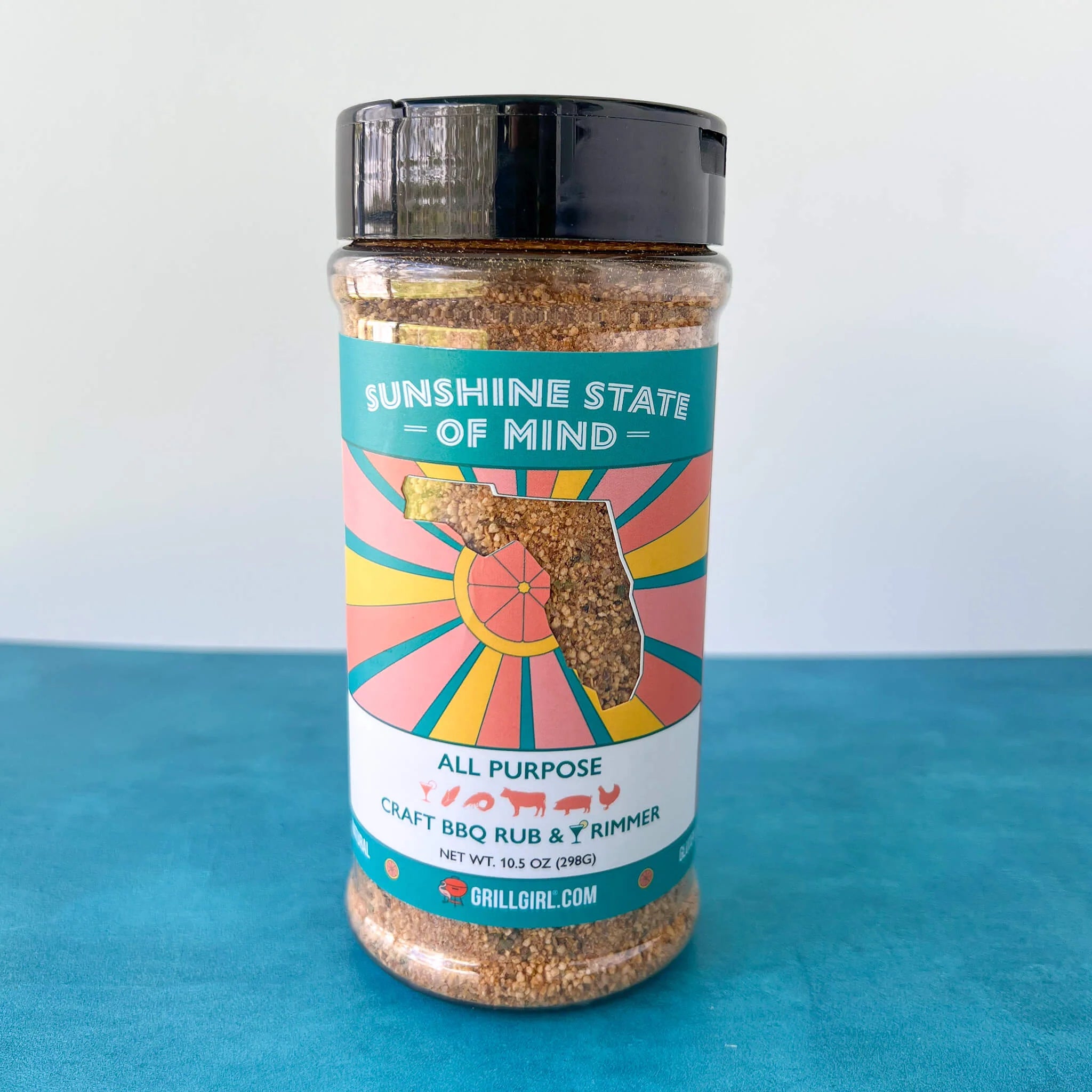 GrillGirl Sunshine State of Mind Rub & Cocktail Rimmer - Premium BBQ Seasoning & Drink Rim Salt for Outdoor Cooking & Cocktail Parties