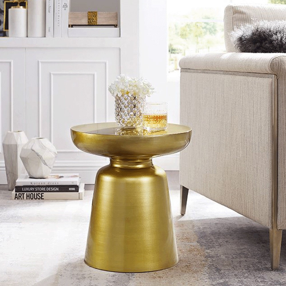 Gold Ringer Side Table - Modern Accent Table for Living Room, Bedroom, or Office - Stylish End Table with Metal Frame for Home Decor