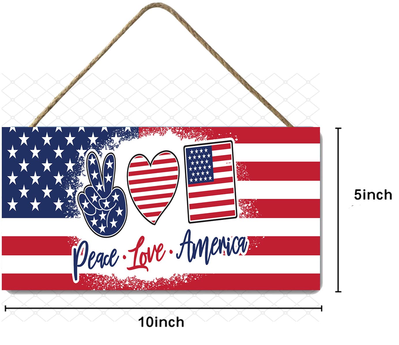 Handmade Patriotic Farmhouse Wooden Sign - Peace Love America Decor for Home, Wall, Living Room, Kitchen & Outdoor