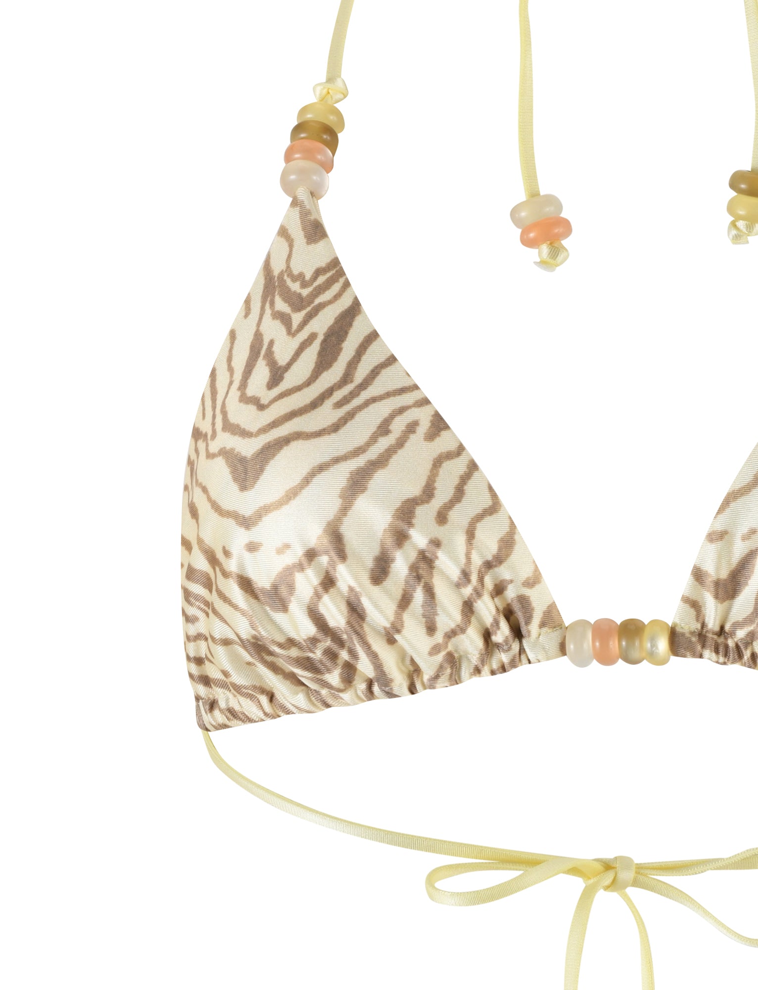 FINLEA Women's Yellow Zebra Print Bikini Top - Sexy Swimwear for Beach, Pool & Summer Vacations