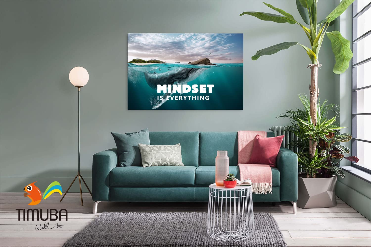 Motivational Canvas Wall Art for Office & Home - 'Mindset is Everything' Inspirational Quote Print, Framed Positive Mindset Poster for Office Decor, Gym & Workout Room Wall Art (24x36 Inches) - Perfect for Home Office, Living Room & Fitness Studio Motivation