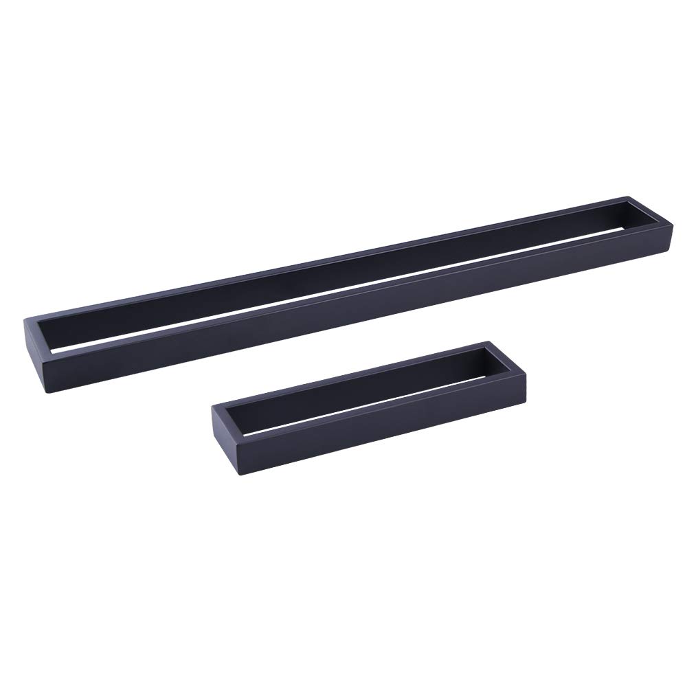 GERZWY 2-Piece Black Bathroom Hardware Set - SUS 304 Stainless Steel Wall Mounted Towel Ring & Bar, Matte Black Finish | Perfect for Modern Bathrooms, Powder Rooms & Spa-Style Decor