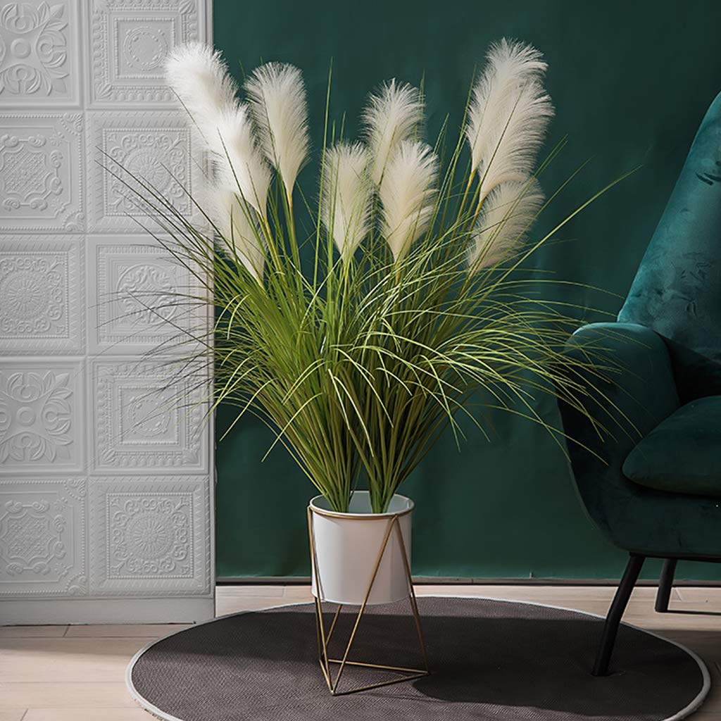 Artificial Bronze Stipa Grass Silk Plant in Pot - Indoor/Outdoor Home & Garden Decor for Living Room, Office, Patio - Realistic Fake Potted Plant Floral Display