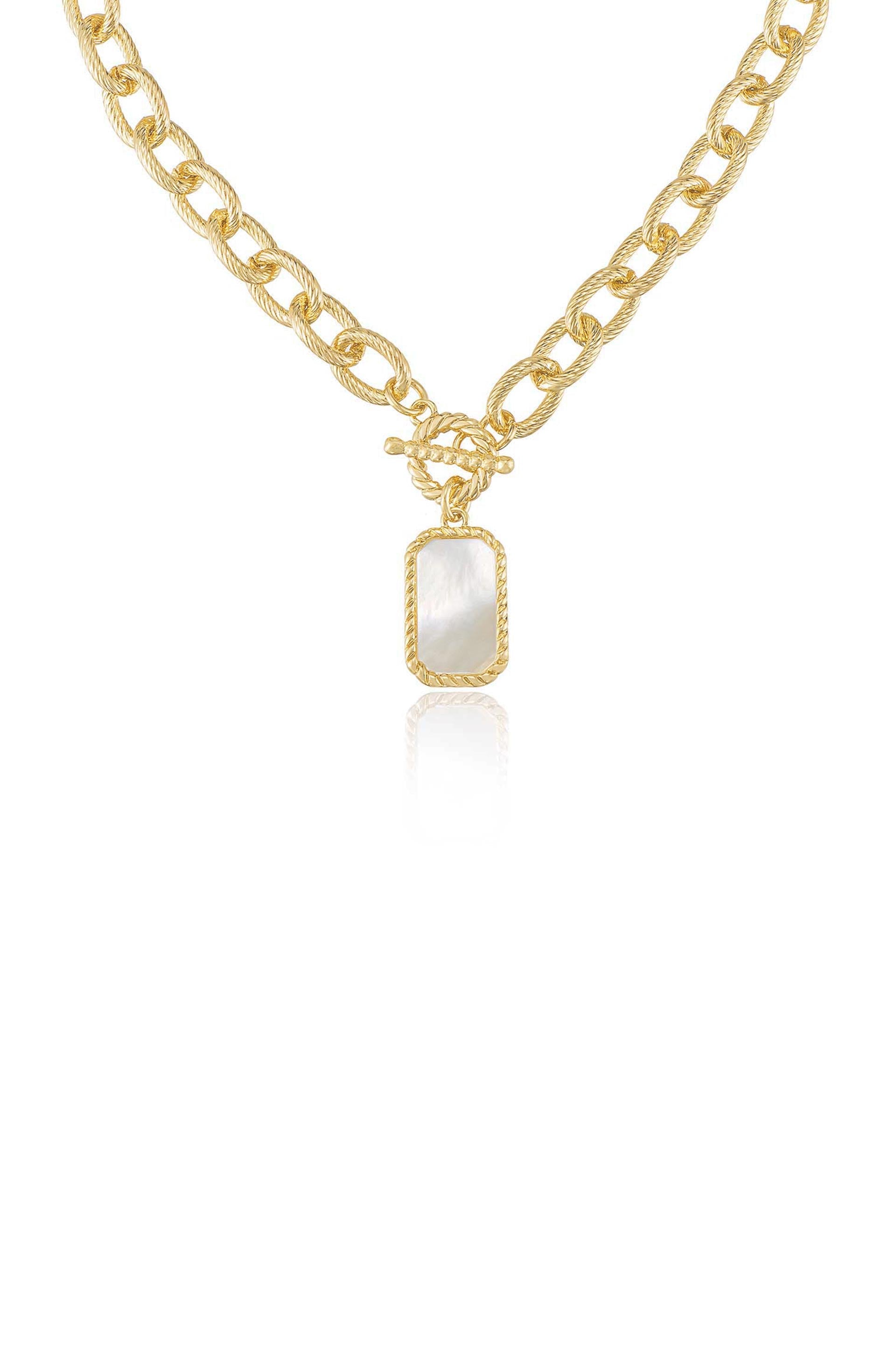Exquisite Chain Link Necklace with Mother of Pearl Pendant - Elegant Jewelry for Women, Perfect for Weddings, Parties & Everyday Wear