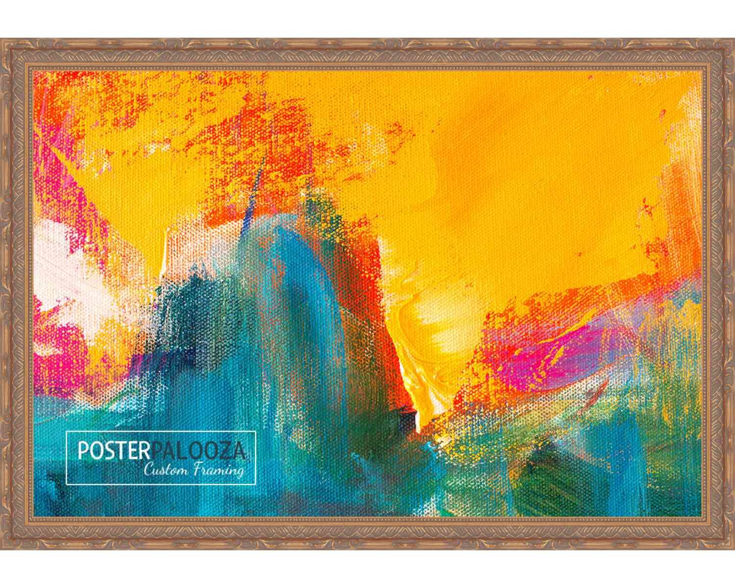 24x14 Ornate Gold Wood Picture Frame with UV Acrylic & Foam Board Backing - Complete Wall Decor Set for Home, Office & Gallery Displays