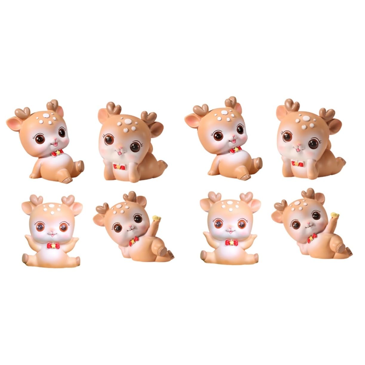 Balacoo 8-Piece Cute Deer Figurine Set - Brown Resin Animal Toys for Kids, Children's Room Decor, Educational Number Learning Toys | Perfect for Nursery Decor, Birthday Gifts & Playroom Display