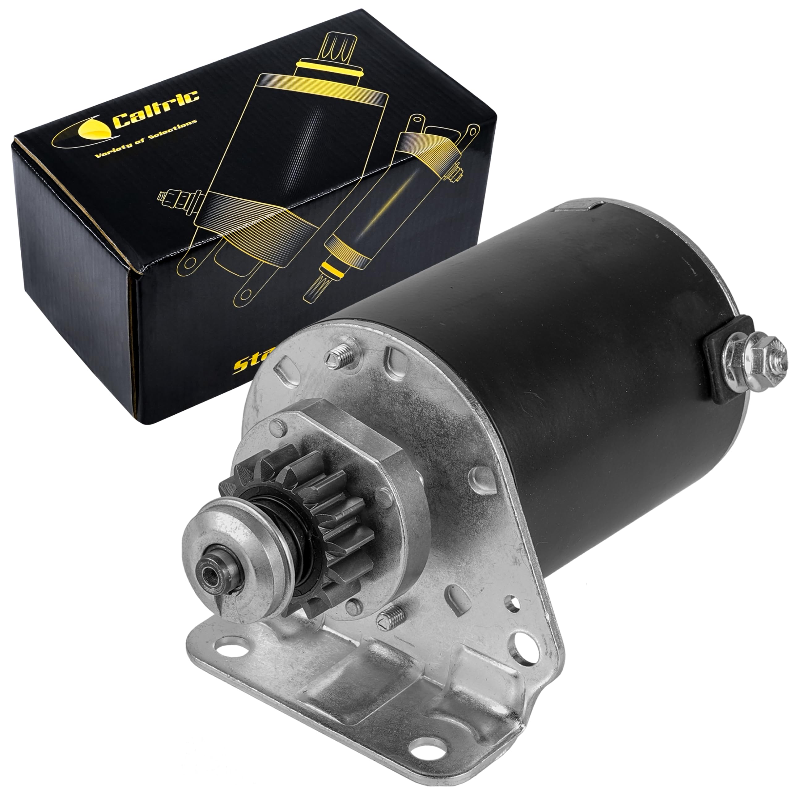 Caltric Starter Replacement for John Deere MIA13038 SBS0051 410-22078 41022078 - 15 Teeth Steel Gear Compatible with Tractors, Lawn Mowers & Agricultural Equipment